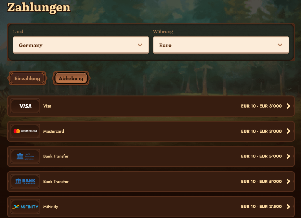 Zahlungsmöglichkeiten bei Wild Robin Casino in Deutschland